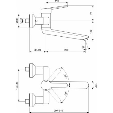 Смеситель для раковины Ideal Standard Ceraplus 2.0 BC112AA