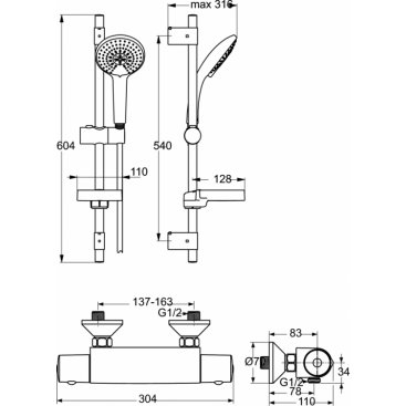 Душевая система Ideal Standard Idealrain Soft Diy A5678AA