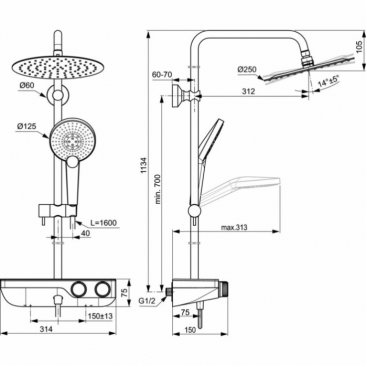 Душевая стойка Ideal Standard Ceratherm S200 A7331AA