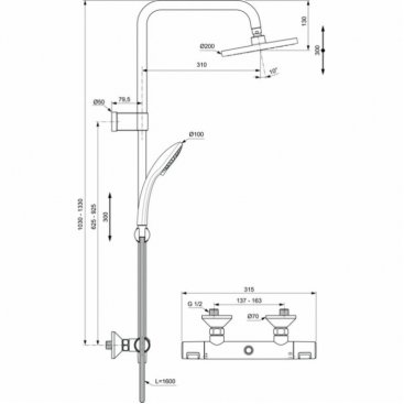 Душевая стойка Ideal Standard Ceratherm Т25 A7701AA