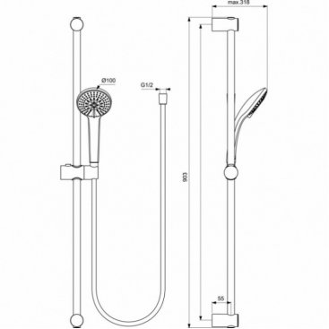 Набор смесителей с душевым гарнитуром Ideal Standard Ceratherm Т100 BC985AA 3 в1