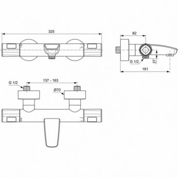 Набор смесителей с душевым гарнитуром Ideal Standard Ceratherm Т100 BC985AA 3 в1