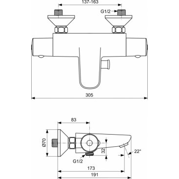 Смеситель для ванны Ideal Standard Ceratherm 50 A5550AA