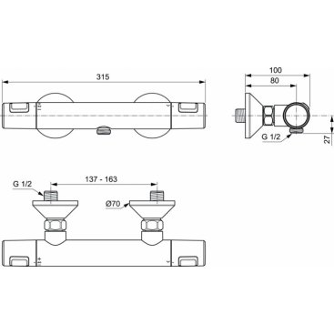 Смеситель для душа Ideal Standard Ceratherm Т25 A7201AA