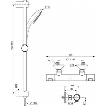 Смеситель для душа Ideal Standard Ceratherm Т25 A7203AA