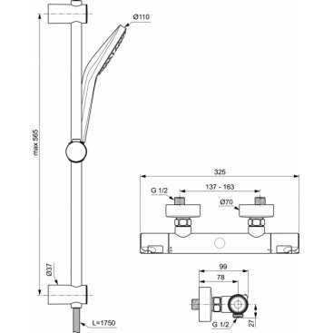 Смеситель для душа Ideal Standard Ceratherm Т50 A7217AA