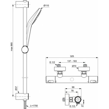 Смеситель для душа Ideal Standard Ceratherm Т50 A7218AA