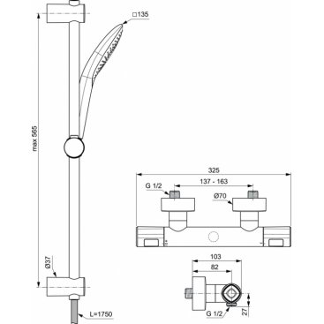 Смеситель для душа Ideal Standard Ceratherm Т100 A7234AA