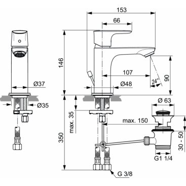 Смеситель для раковины Ideal Standard Connect Air A7007AA