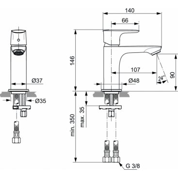 Смеситель для раковины Ideal Standard Connect Air A7010AA