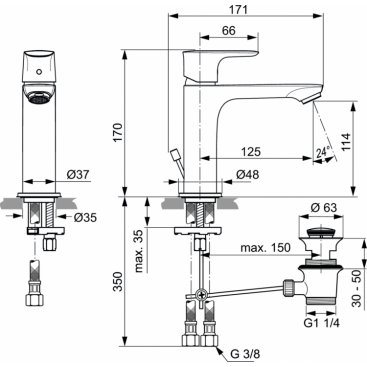 Смеситель для раковины Ideal Standard Connect Air A7012AA