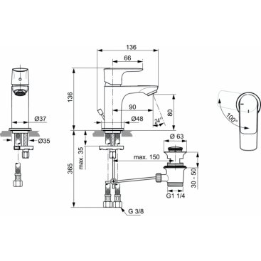 Смеситель для раковины Ideal Standard Connect Air A7017AA