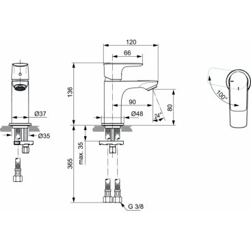 Смеситель для раковины Ideal Standard Connect Air A7019AA