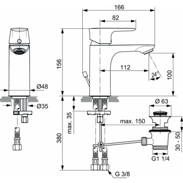 Смеситель для раковины Ideal Standard Connect Air A7021AA