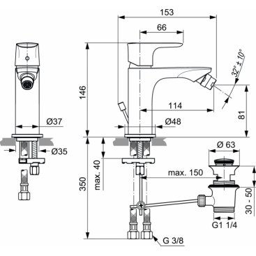 Смеситель для биде Ideal Standard Connect Air A7030AA