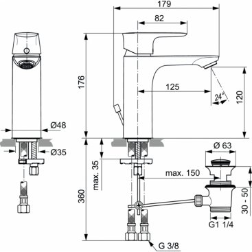 Смеситель для раковины Ideal Standard Connect Air A7053AA