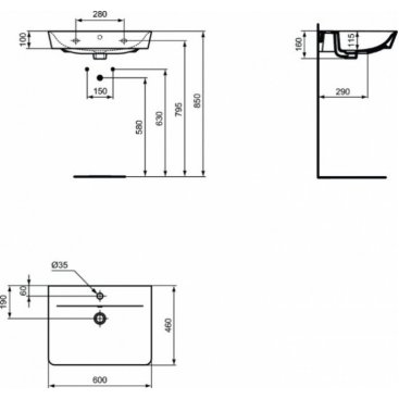 Раковина Ideal Standard Connect Air E0298V3 60 см