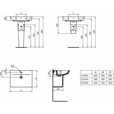 Раковина Ideal Standard Connect Air Cube E074201 60 см