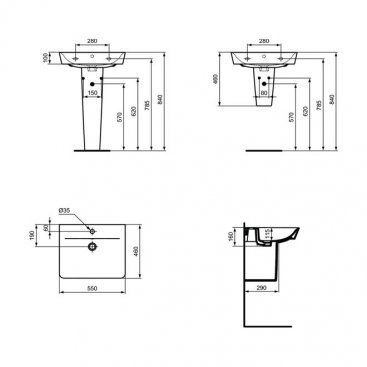 Мебель для ванной Ideal Standard Connect Air E0844 55 см белая