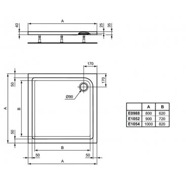 Поддон акриловый Ideal Standard Connect AIir E105401 100x100