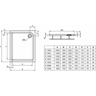 Поддон акриловый Ideal Standard Connect AIir E098901 90x80