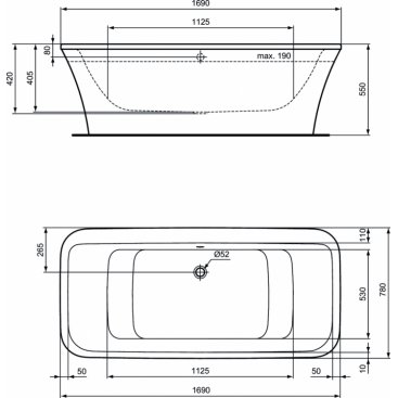 Ванна отдельностоящая Ideal Standard Connect Air 170x78