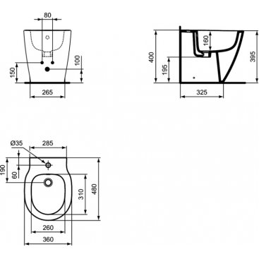 Биде напольное Ideal Standard Connect Space E120001