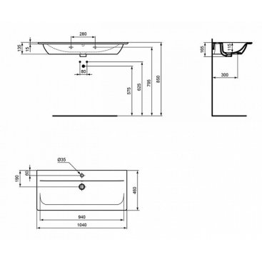 Раковина Ideal Standard Connect Air E027401 104 см