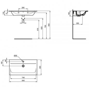 Раковина Ideal Standard Connect Air E027901 84 см