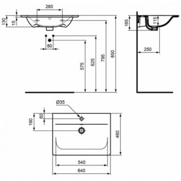 Раковина Ideal Standard Connect Air E0289V3 64 см