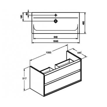 Мебель для ванной Ideal Standard Connect Air E0821 100 см белый глянец/светло-серая