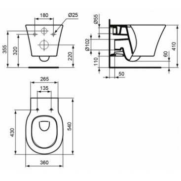 Унитаз подвесной Ideal Standard Connect Air AquaBlade E0054V3 безободковый