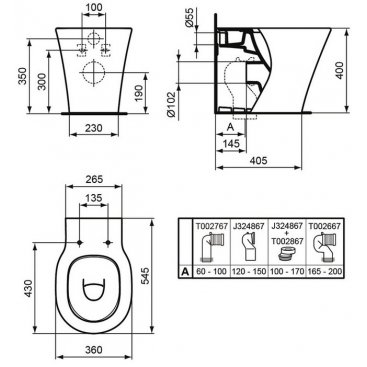 Унитаз приставной Ideal Standard Connect Air AquaBlade E004201 безободковый