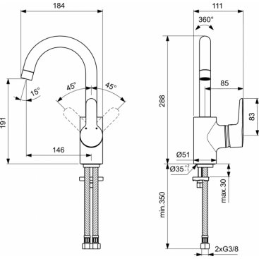 Смеситель для раковины Ideal Standard Connect Blue B9933AA