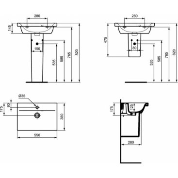 Раковина Ideal Standard Connect Space E136401 55 см