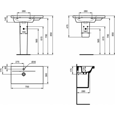 Раковина Ideal Standard Connect Space E136801 70 см