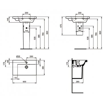 Раковина Ideal Standard Connect Space E136501 60 см