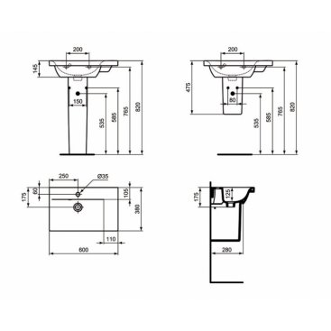 Раковина Ideal Standard Connect Space E136601 60 см