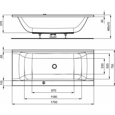 Ванна акриловая Ideal Standard Connect Duo 170x75