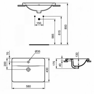 Раковина Ideal Standard Connect E5044MA 58 см