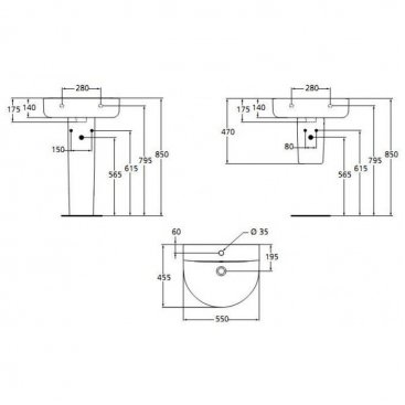 Раковина Ideal Standard Connect Arc E785401 55 см