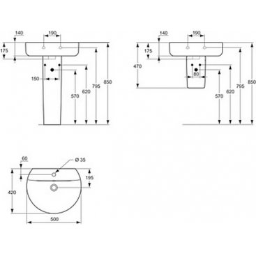 Раковина Ideal Standard Connect Sphere E7895MA 50 см