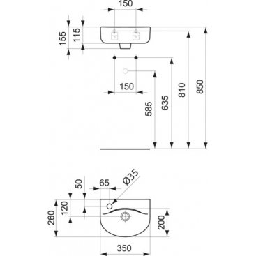 Раковина Ideal Standard Connect Arc E7914MA 35 см