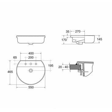 Раковина Ideal Standard Connect Sphere E7923MA 55 см