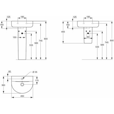 Раковина Ideal Standard Connect Arc E7968MA 45 см