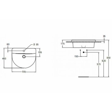 Раковина Ideal Standard Connect Arc E7978MA 55 см