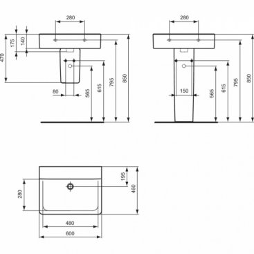 Раковина Ideal Standard Connect Cube E810201 60 см