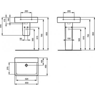 Раковина Ideal Standard Connect Cube E8105MA 65 см