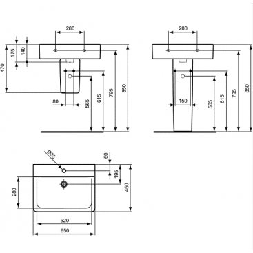 Раковина Ideal Standard Connect Cube E810601 65 см