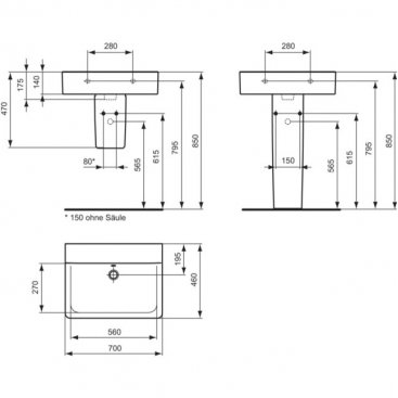 Раковина Ideal Standard Connect Cube E8108MA 70 см